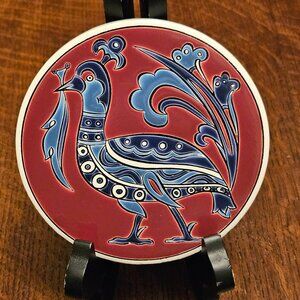 Handmade Greek Blue Peacock Trivit. By Nassos Robos-Hellas
